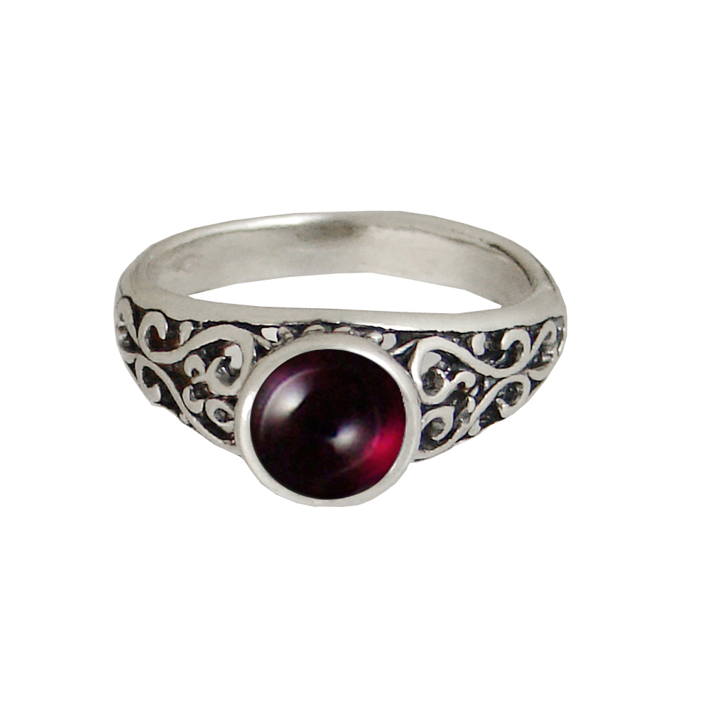Sterling Silver Filigree Hearts Ring With Garnet Size 10 Sterling Silver Filigree Hearts Ring With Garnet Size 10
